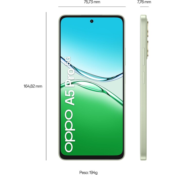 Oppo A5 Pro 5G, 8GB 256GB, MKT 6300, 6.67 Display 120Hz, 50MP AI, 5800mAh, Green