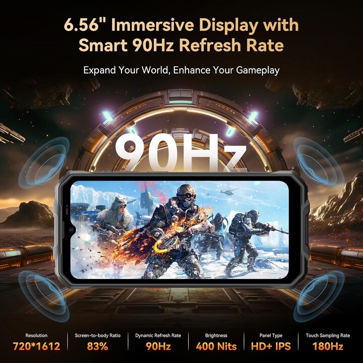 OSCAL Marine 2, 12(4+8)+64GB/2TB, Dual SIM, 11000mAh(18W), Android 15, Gemini AI,IP69K Protection, NFC,6.56 HD,90HZ, Black