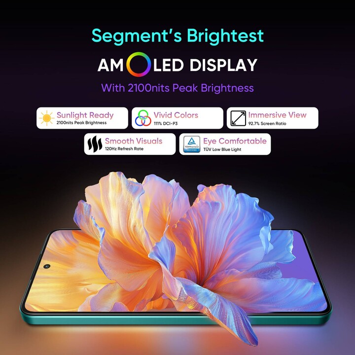Realme 14T 5G, 8+256 GB, batteria da 5260 mAh, dimensità 6300, IP69, 50 MP, display AMOLED a 120Hz, nero