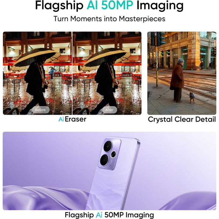 Realme 14T 5G, 8+256 GB, batteria da 5260 mAh, dimensità 6300, IP69, 50 MP, display AMOLED a 120Hz, nero
