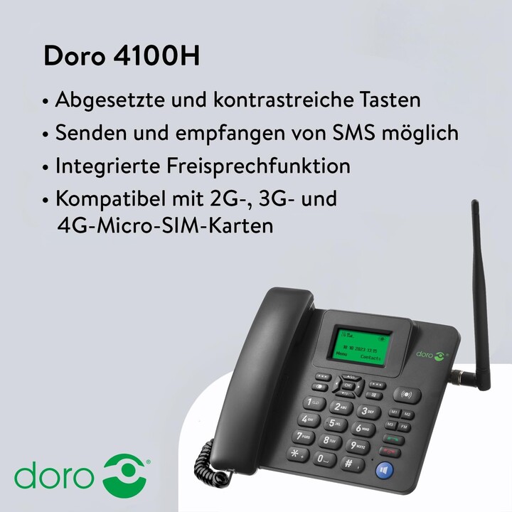 Telefono Doro 4100H GSM Tisch nero