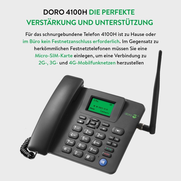 Telefono Doro 4100H GSM Tisch nero