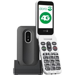 Doro Leva L20 4G, pantalla grande, sonido potente, cámara, botón SOS con GPS, incluida la estación de carga, negro