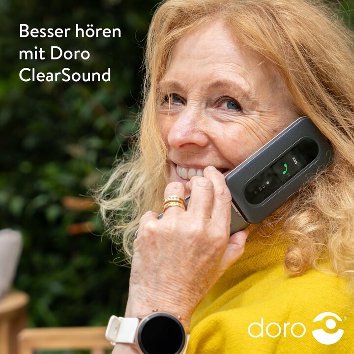 Doro Leva L30 4G, pantalla externa, calidad de audio HD, cámara, botón SOS con GPS, incluida la estación de carga, blanco