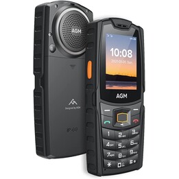 AGM M6, 4G Teléfono resistente, impermeable, botones grandes, altavoz potente de 109 dB, tarjetas SIM duales, 2500 mAh, negro
