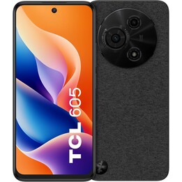 TCL 605, 128GB ROM, 4GB de RAM (+8GB de expansión), 6.67 HD+, cámara de 50mp, batería de 5200 mAh, Android 15, Sim dual, negro