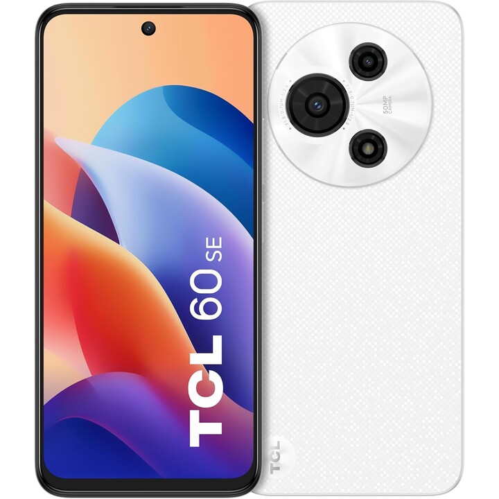 TCL 60 SE, 512GB ROM, 8GB RAM + 10 GB de expansión, cámara de 50mp, 6.67 HD + Display, 5200mAh, Android 15, Dual SIM, Blanco