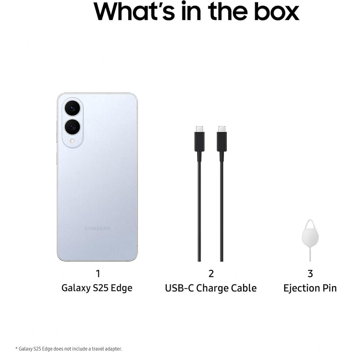 Samsung Galaxy S25 Edge, 12GB 512GB, teléfono inteligente de IA, cámara de 200MP, titanium hielo azul
