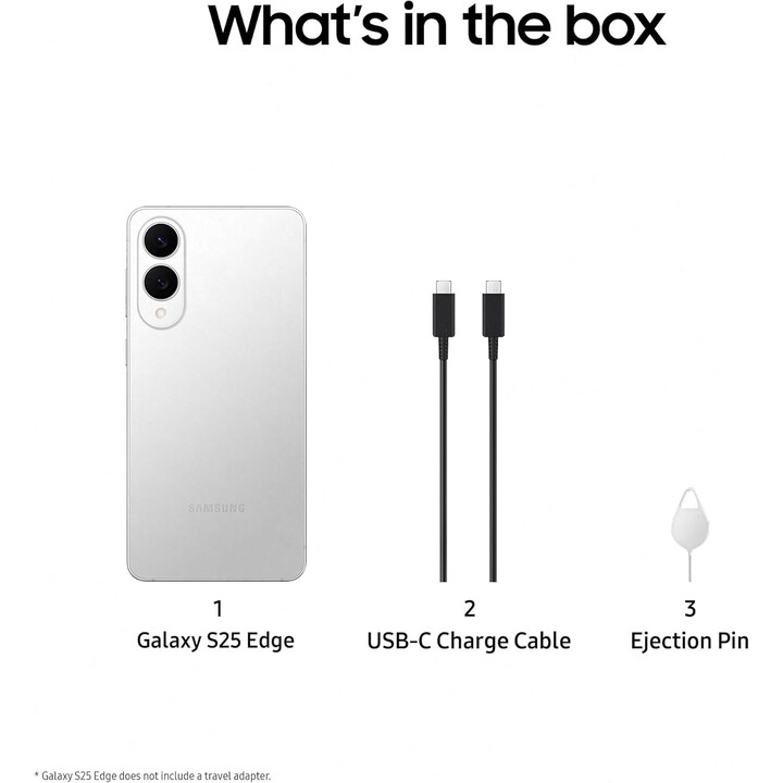 Samsung Galaxy S25 Edge, 12GB 512GB, AI Smartphone, 200MP Camera, Titanium Silver