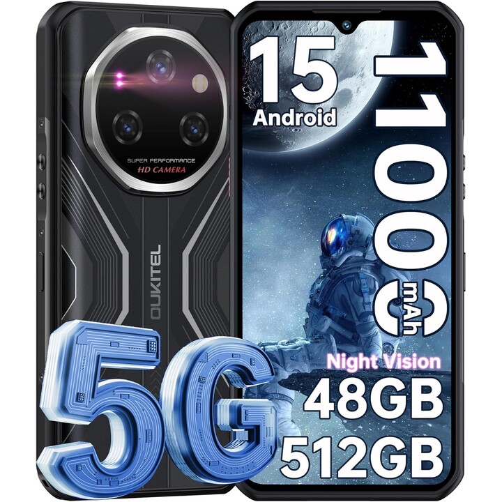 Oukitel WP55 Pro 5G 6,6 Zoll 11000 MAH 16GB 512 GB Dual Sim Schwarz Rugged