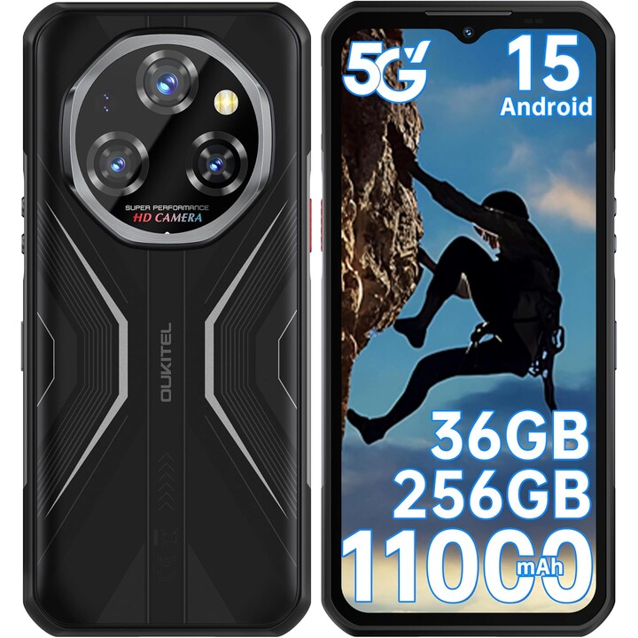 Smartphone Oukitel WP55 5G 6.6 inch 11000 mAh 12GB 256GB Dual Sim Black Rugged
