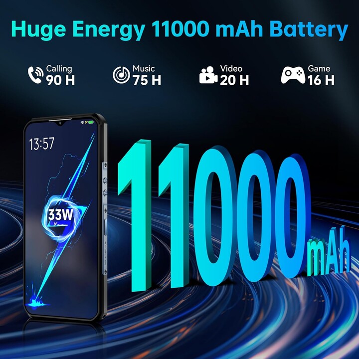 OUKITEL WP35 Pro 5G, 36GB RAM+512GB ROM, 11000mAh, 6.6 inch FHD+ Display, IP68, 64MP+32MP Camera, Gray