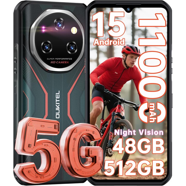 Oukitel WP55 Pro 5G 6,6 pollici 11000 mAh 16GB 512 GB Dual Sim Rosso Robusto