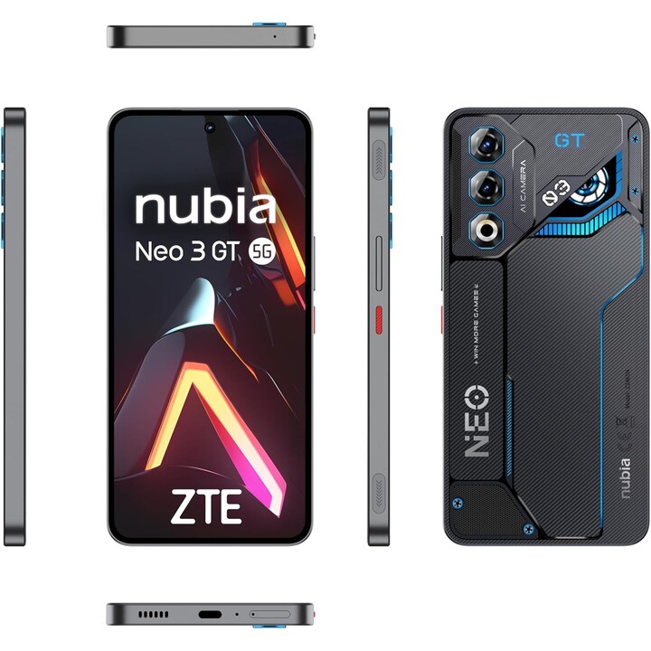 Smartphone Nubia Neo 3 GT 5G, 12GB, 256GB, 6,8 OLED FHD+, 5000mAh, preto