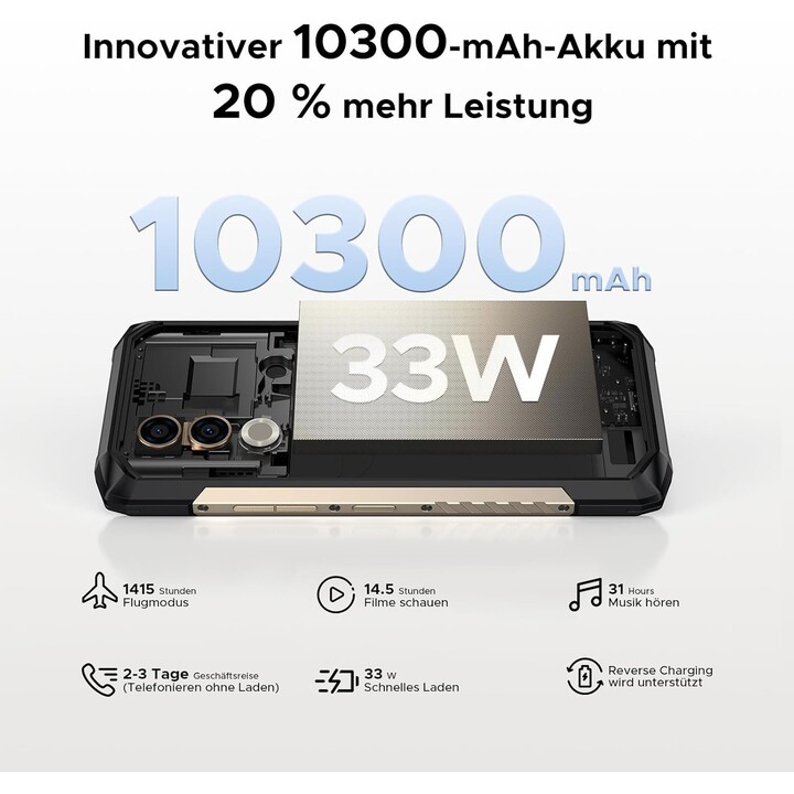 DOOGEE Blade 20 Turbo 5G, 32GB + 256GB/TF 2TB, AI Mobile Phone, 10300mAh/33W, 50MP AI Camera, 6.6 Inch IPS Display, Gold