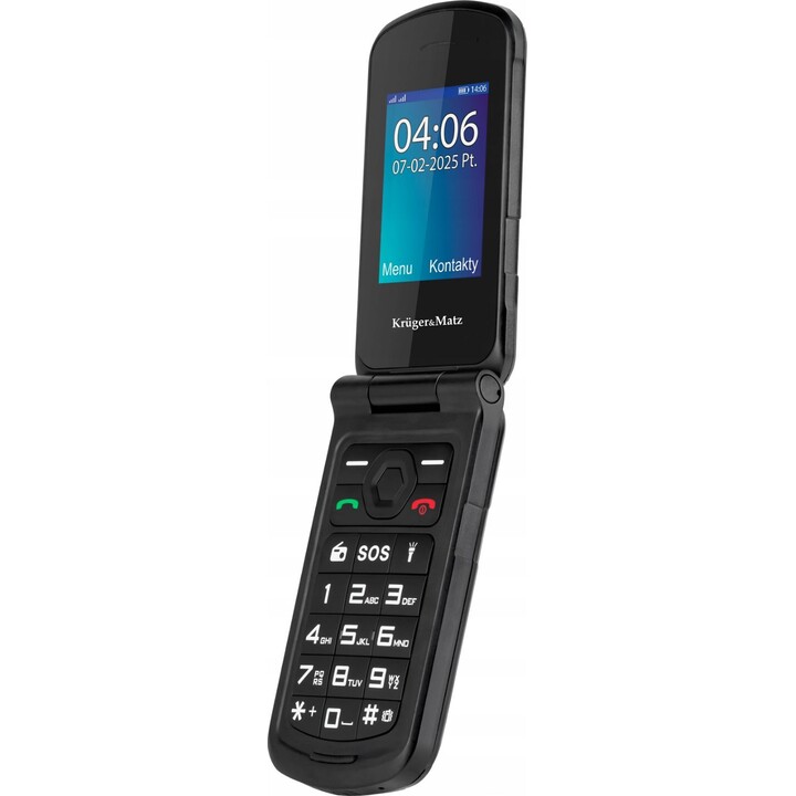 Kruger & Matz Iron 5 Flip, 4G Bluetooth, Teléfono SIM dual, negro