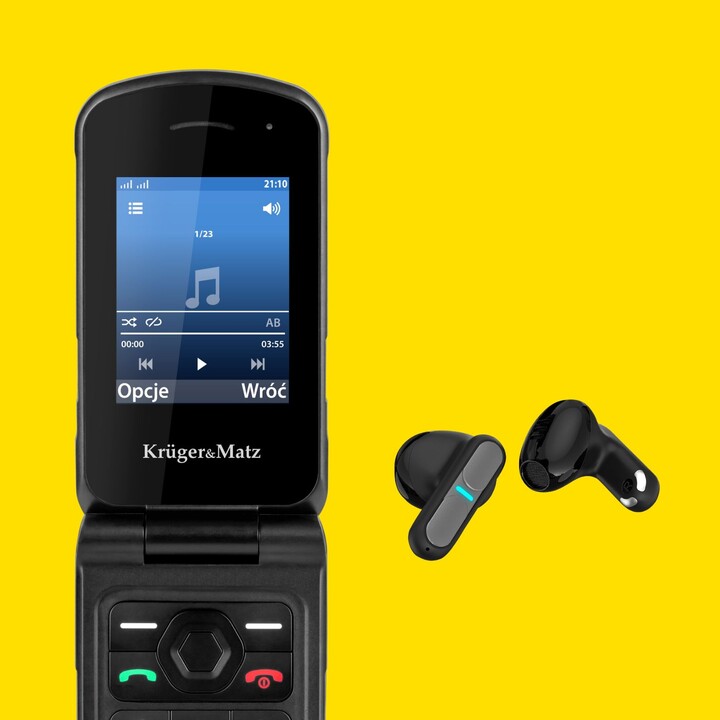 Kruger & Matz Iron 5 Flip, 4G Bluetooth, Teléfono SIM dual, negro