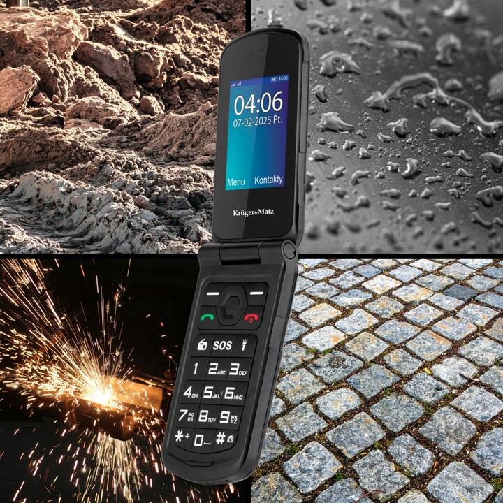 Kruger & Matz Iron 5 Flip, 4G Bluetooth, Teléfono SIM dual, negro