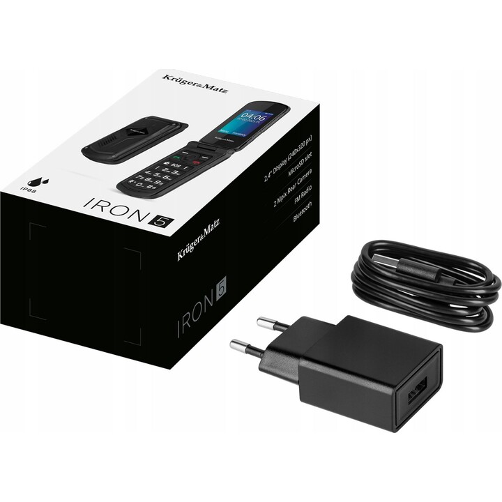 Kruger & Matz Iron 5 Flip, 4G Bluetooth, Teléfono SIM dual, negro
