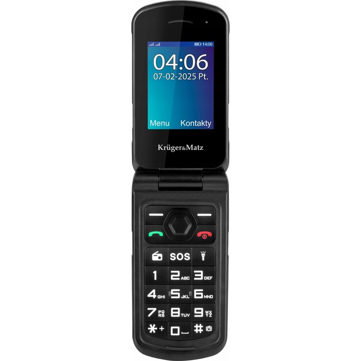 Kruger & Matz Iron 5 Flip, 4G Bluetooth, Teléfono SIM dual, negro