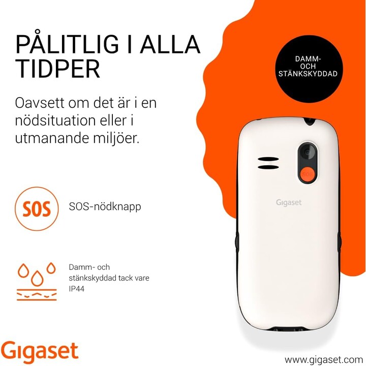 Gigaset Gl395 5,59 Cm (2.2") 90 G Blanco Teléfono Para Personas Mayores