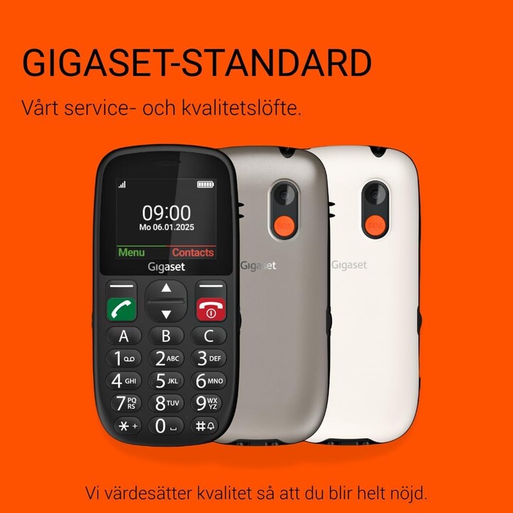 Gigaset Gl395 5,59 Cm (2.2") 90 G Negro Teléfono Para Personas Mayores
