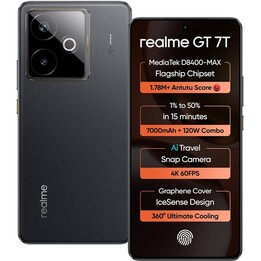 Realme GT 7T 5G, 12GB 256GB, Dual SIM, MediaTek Dimensidad 8400 Batería máxima 7000 mAh Black