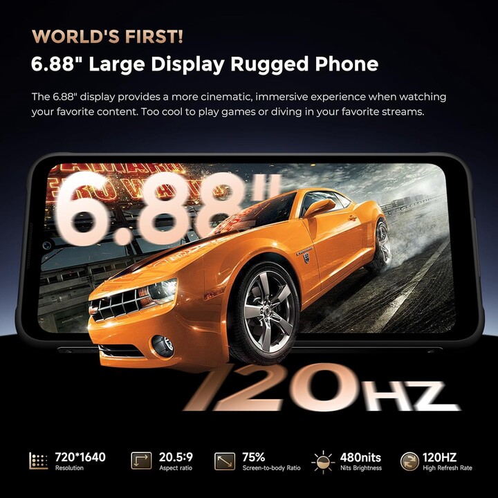 Fossibot F112 Pro 5G, 8 Go 256 Go, 6,88 LCD IPS HD+, 7150 mAh, noir