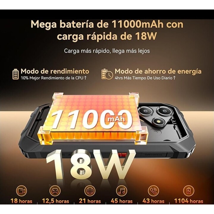 Oscal Marine 2, 4GB+64GB, Dual SIM, 11000mAh (18W), Android 15, Gemini AI, Protección IP69K, NFC, 6.56 HD, 90Hz, naranja