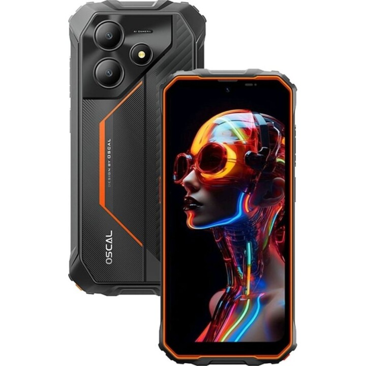Oscal Marine 2, 4GB+64GB, Dual SIM, 11000mAh (18W), Android 15, Gemini AI, Protección IP69K, NFC, 6.56 HD, 90Hz, naranja