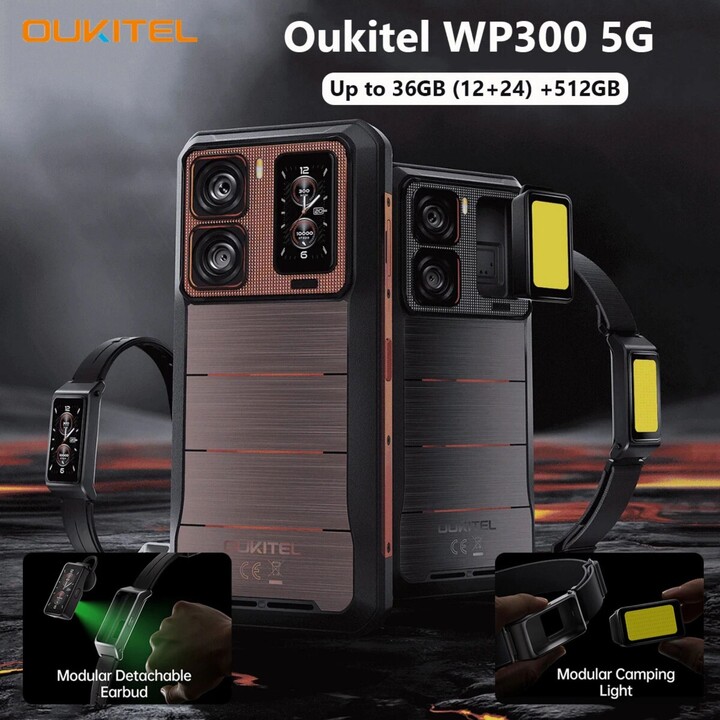 Oukitel WP300 5G, 12GB+512GB, 6.8 Inch Display, 16000mAh Battery, 108MP, Android 15, NFC, Red