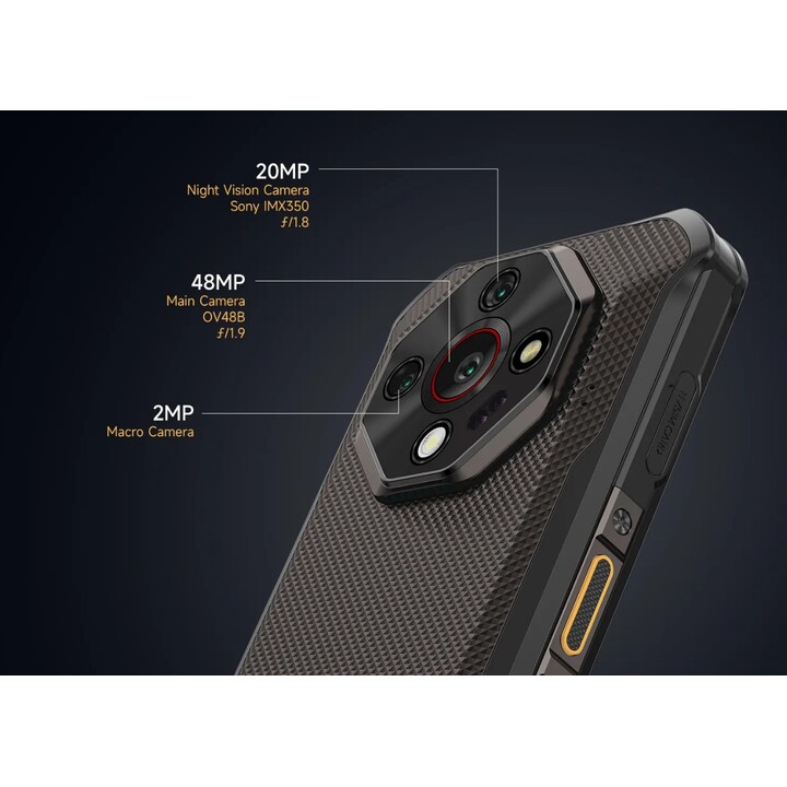 Ulefone Armor X16, 12GB+128GB/SD-2TB, Android 15, 10360mAh, 48MP+16MP+20MP, 3-Slots/Face ID/Fingerprint/GPS/OTG/NFC, Black