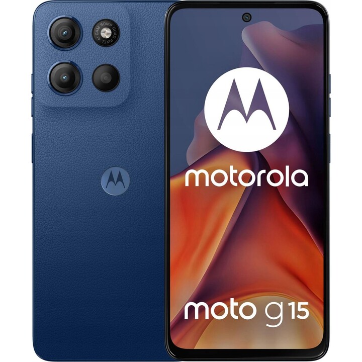 Motorola Moto G15 17,1cm (6.72), 8GB 128GB, 4G Smartphone, Dual SIM, Android 15, USB Type C, 5200mAh, Marine Blue