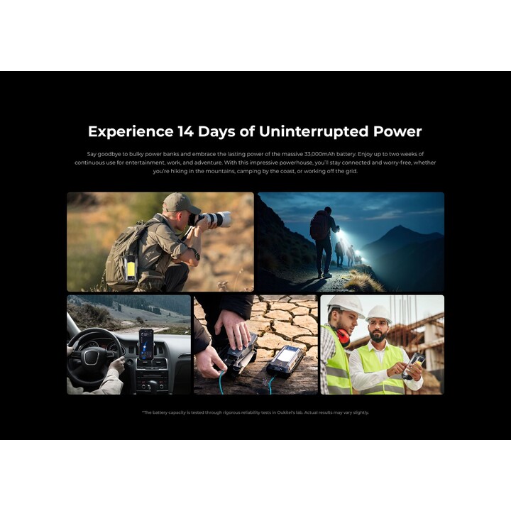 Oukitel WP100 5G, 12+512GB, Laser Rangefinder, Camping Light, 33000mAh, 6.8, 66W Fast Charge Android 14, Black