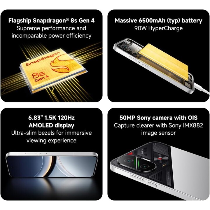Xiaomi Poco F7 5G, 12 GB 256GB, Snapdragon® 8S Gen 4, 6500MAH, 50 MP con OIS, display AMOLED da 120 Hz da 120Hz da 6,83, bianco,
