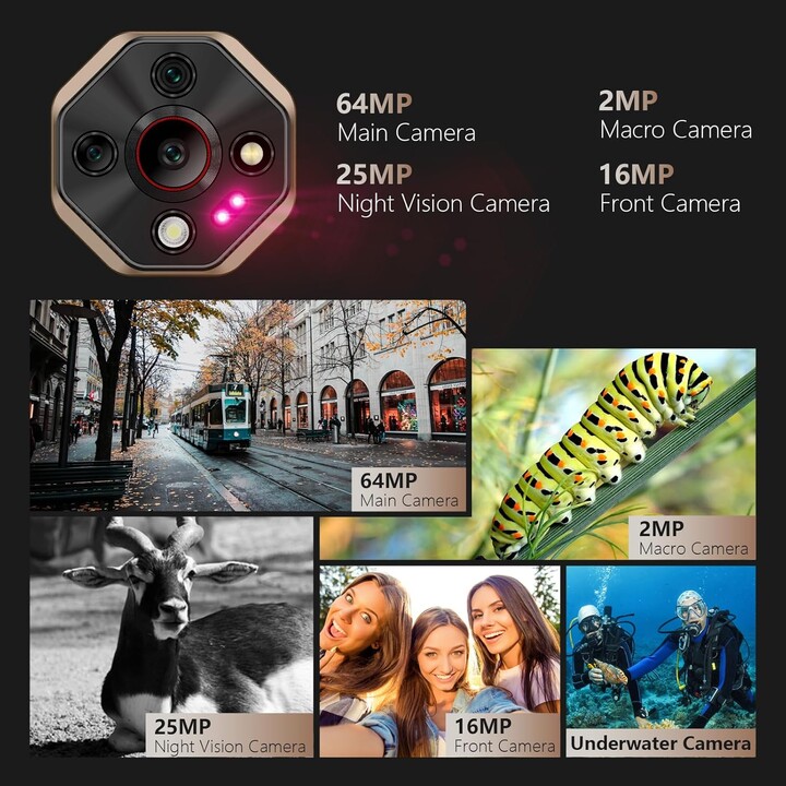 Ulefone Armor X16 Pro 5G, 8GB 256GB, 64MP Triple Camera 25MP Night Vision, Wasteland Shadow, Sand Dune