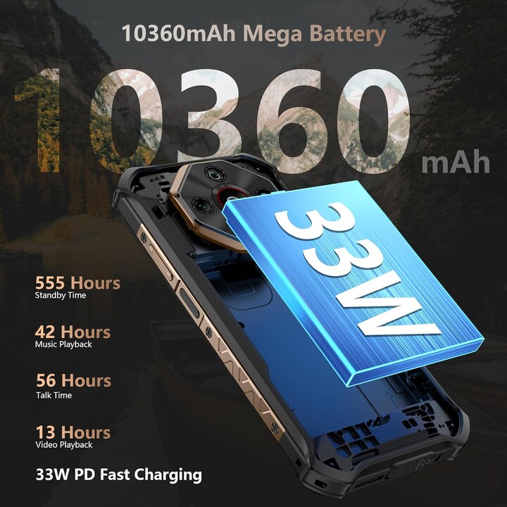Ulefone Armor X16 Pro 5G, 8GB 256GB, 64MP Triple Camera 25MP Night Vision, Wasteland Shadow, Sand Dune