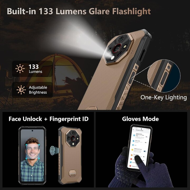 Ulefone Armor X16 Pro 5G, 8GB 256GB, 64MP Triple Camera 25MP Night Vision, Wasteland Shadow, Sand Dune