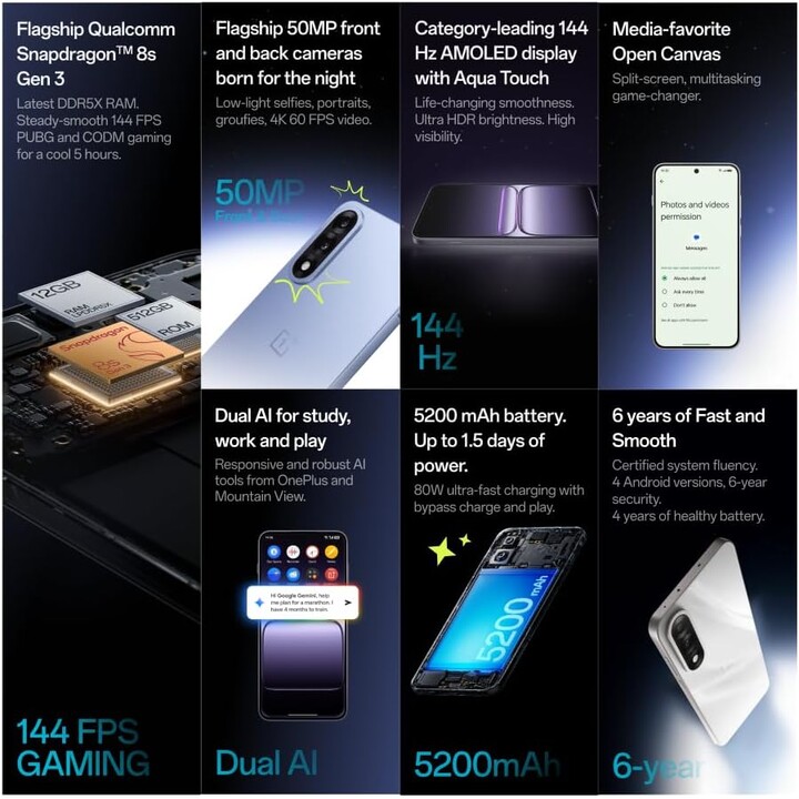OnePlus Nord 5 5G, 12GB RAM 512GB, 6.83 144Hz AMOLED, Snapdragon 8s Gen 3, 50MP Dual Camera, 5200mAh, Blue