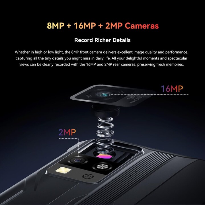 Blackview BV4800 SE, 12GB RAM+64GB/2TB, Android 15, 16MP AI Camera, 6.56 90Hz Display, IP68/69K, 5100mAh, NFC, Black