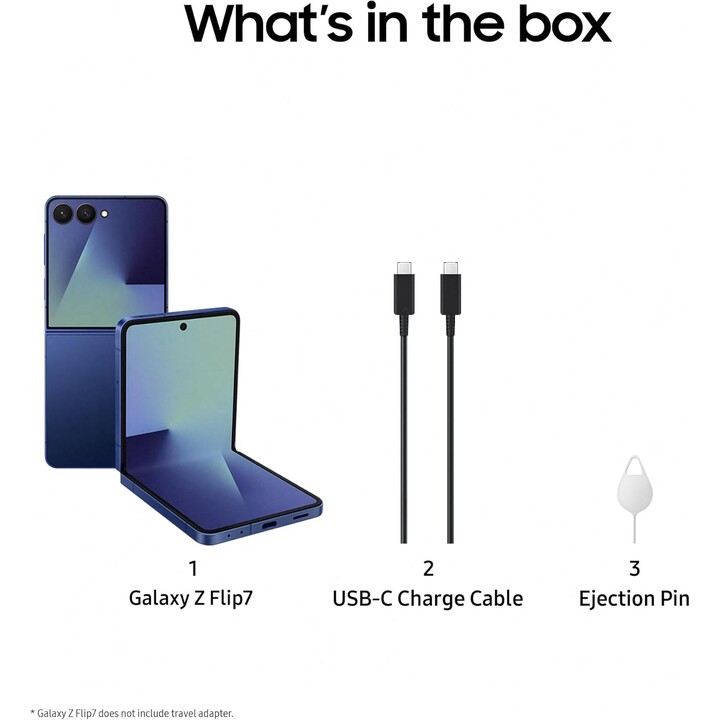 Samsung Galaxy Z Flip7 5G, 12GB 256GB, teléfono AI, pantalla de cubierta grande, cámara de 50mp, 4300 mAh, Azul Shadow