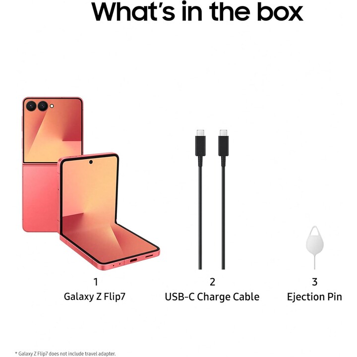 Samsung Galaxy Z Flip7 5G, 12GB 256GB, teléfono AI, pantalla de cubierta grande, cámara de 50mp, 4300 mAh, rojo de coral