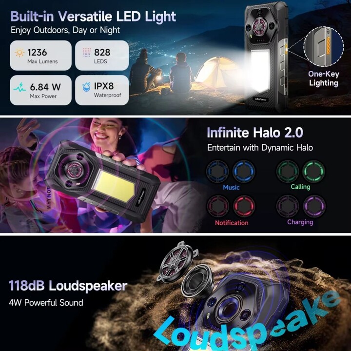 Ulefone Armor 30, 12GB+512GB, Visión nocturna, IP68/IP69K, 6.95 pulgadas Android 15 Helio G100 Octa Core, NFC, OTG, Negro