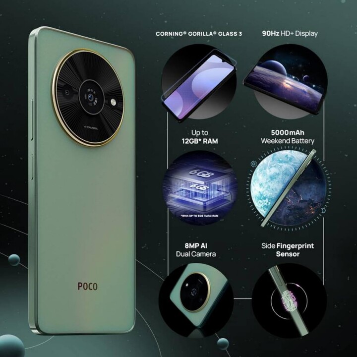 Xiaomi Poco C61 128 Go 4 Go de RAM, double sim, vert