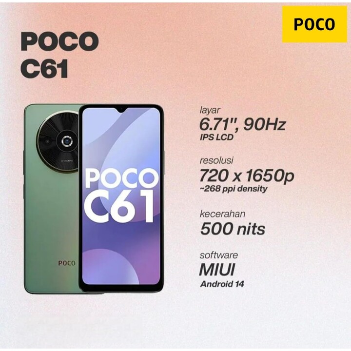 Xiaomi Poco C61 128 Go 4 Go de RAM, double sim, vert