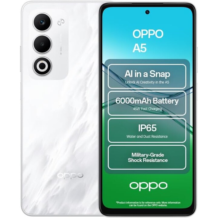 Oppo A5 5G, 4GB 128GB, IP65, Dual Sim, 6000 mAh, White