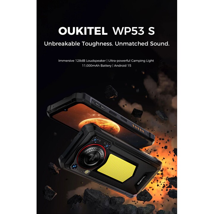 Oukitel WP53S, 4+128 GB, smartphone robusto 4G, UNISOC T615, bateria de 11000 mAh, preto
