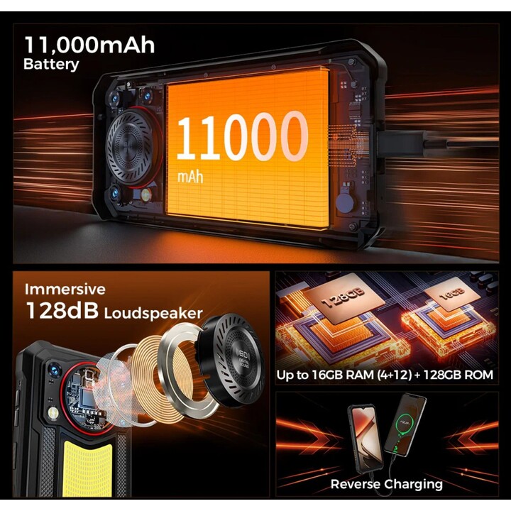 OUKITEL WP53S, 4+128GB, 4G Rugged Smartphone, Unisoc T615, 11000mAh Battery, Black