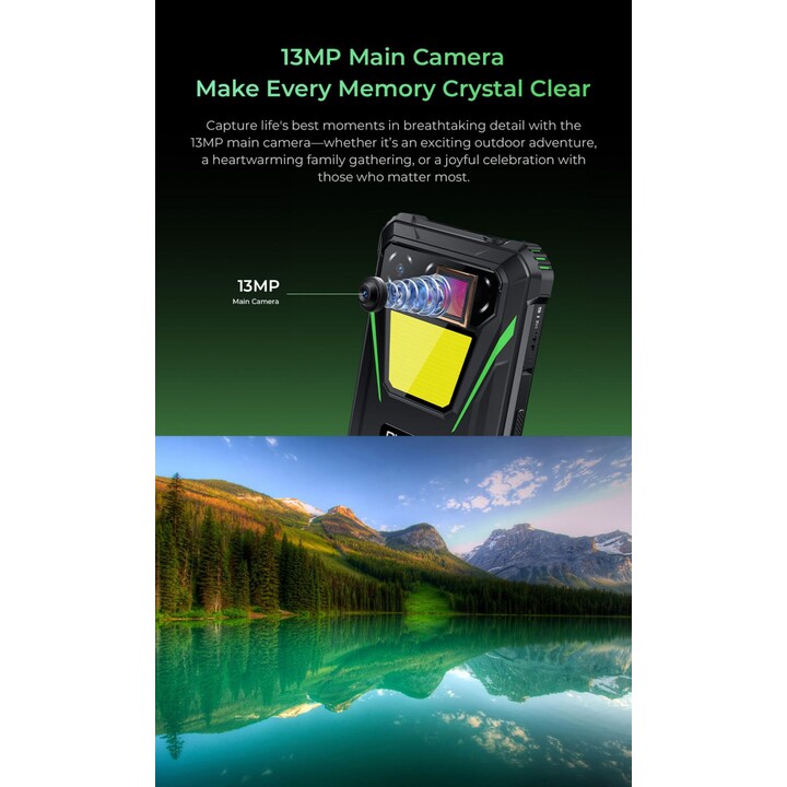 Oukitel G5, 4+12GB RAM, 64GB/TF 1TB, 900LM Dual Camping Light, 6 pantalla, 6300 mAh, 13MP, Sim dual, negro