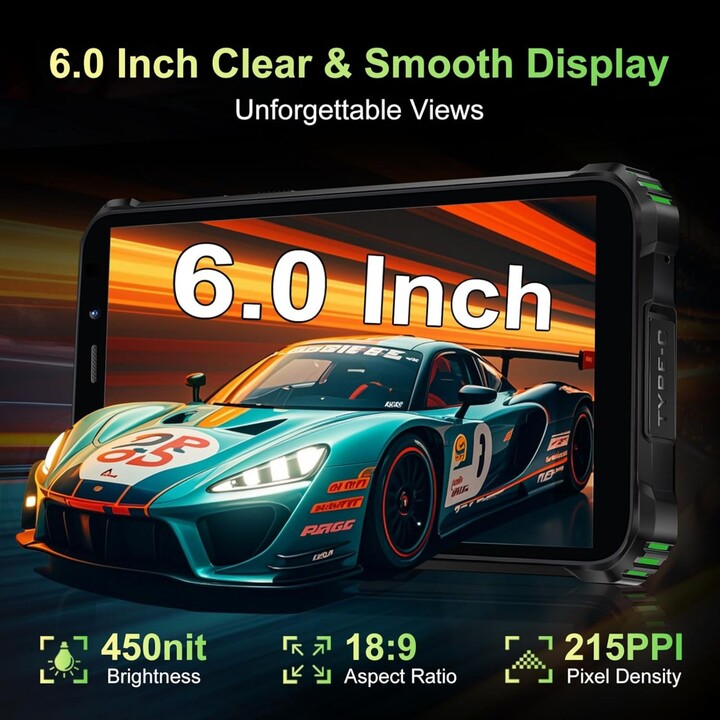 Oukitel G5, 4+12GB RAM, 64GB/TF 1TB, 900LM Dual Camping Light, 6 pantalla, 6300 mAh, 13MP, Sim dual, negro